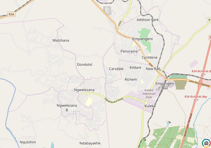 Map location of Empangeni